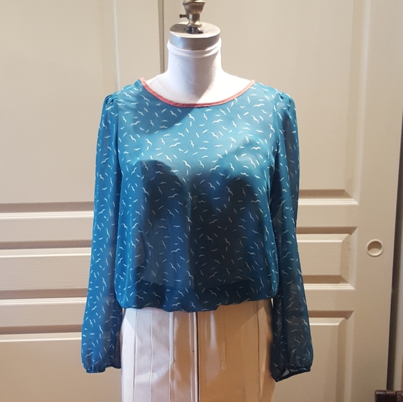 Teal printed Blouse - Picture 2 of 10